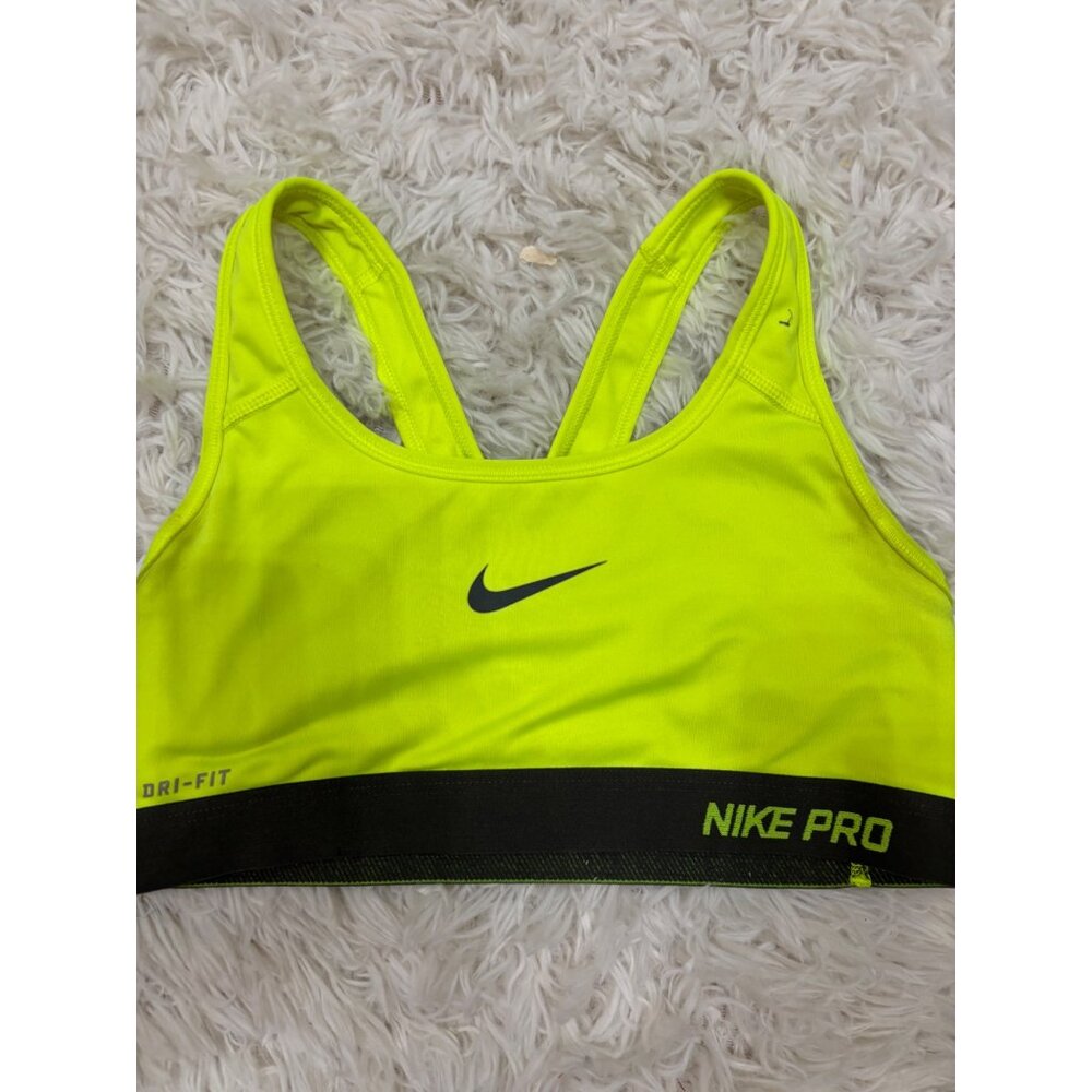 Nike Pro Dri-Fit Womens Racerback Sports Bra or Bikini Top S Neon Yellow - Picture 3 of 11